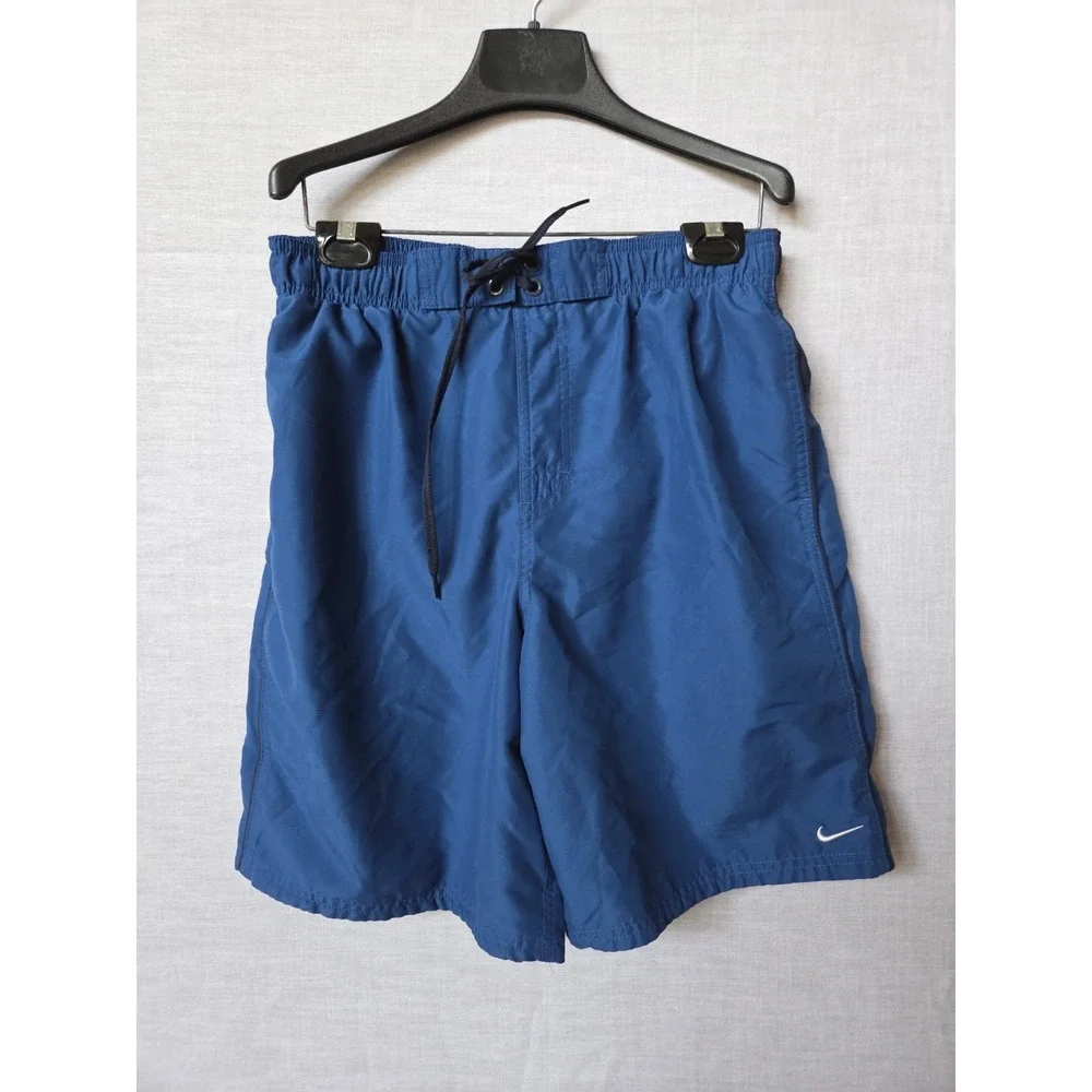 Vintage Nike Shorts Basketball Swim Lined Mens Medium Blue Black Nike Swoosh - Picture 8 of 9